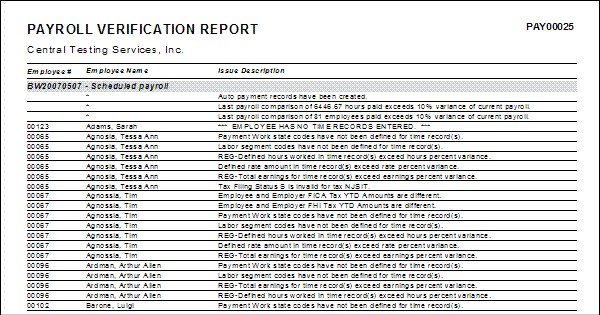 Payroll Verification Report