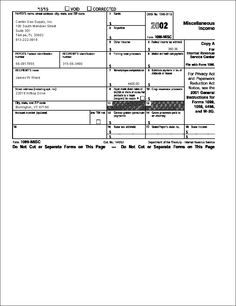 Year-End 1099-MISC IRS Copy Forms (P), PAY00713P-A