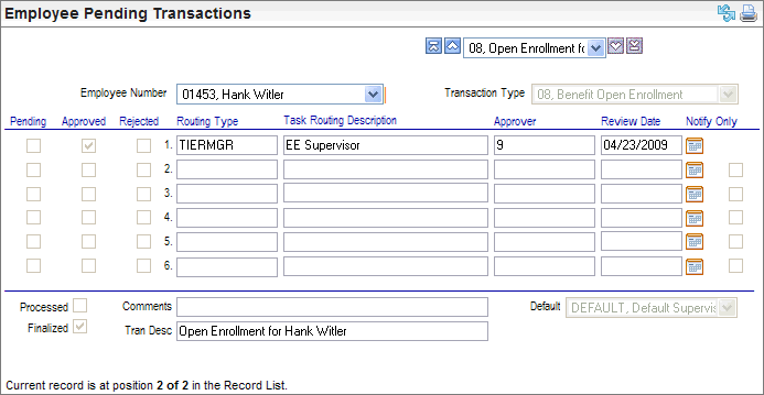 Employee Pending Transactions Detail