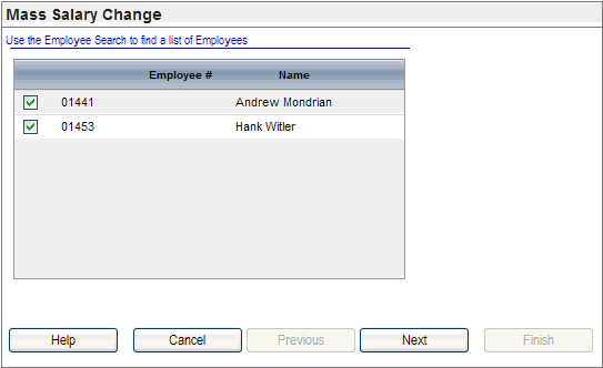 Mass Salary Change, Step 1