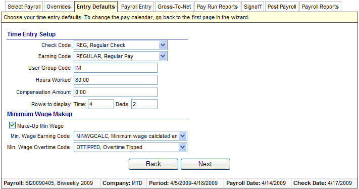 Entry Defaults