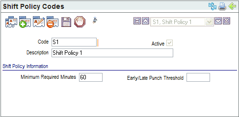 Shift Policy Codes Table