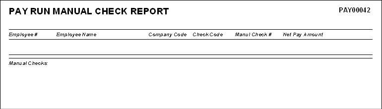 Pay Run Manual Check Report, PAY00042