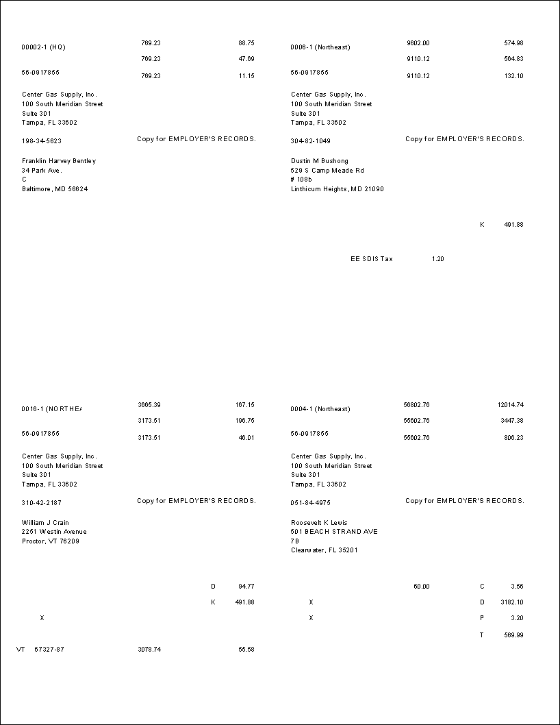 ear-End W-2 Employer Copy Forms, PAY00712