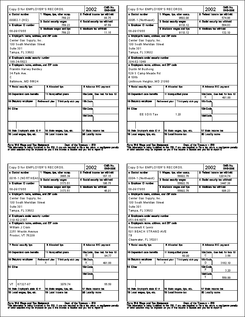 Year-End W-2 Employer Copy Forms (P), PAY00712P