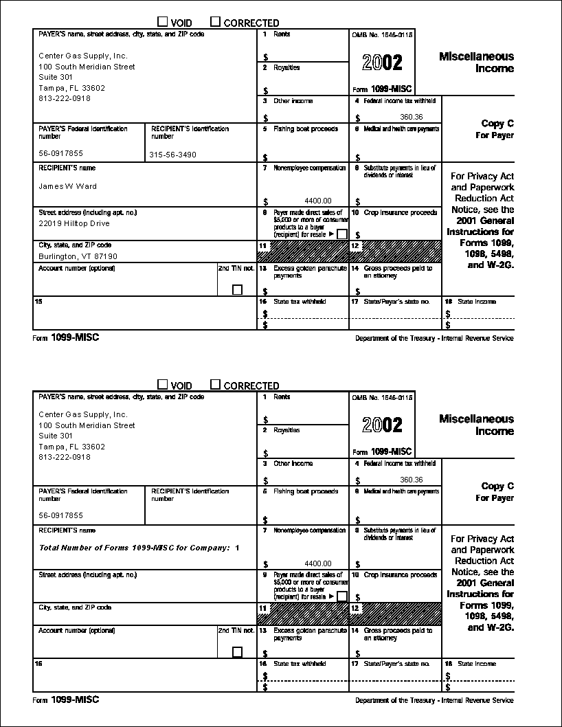 Year-End 1099-MISC Employer Copy Forms (P), PAY00714P