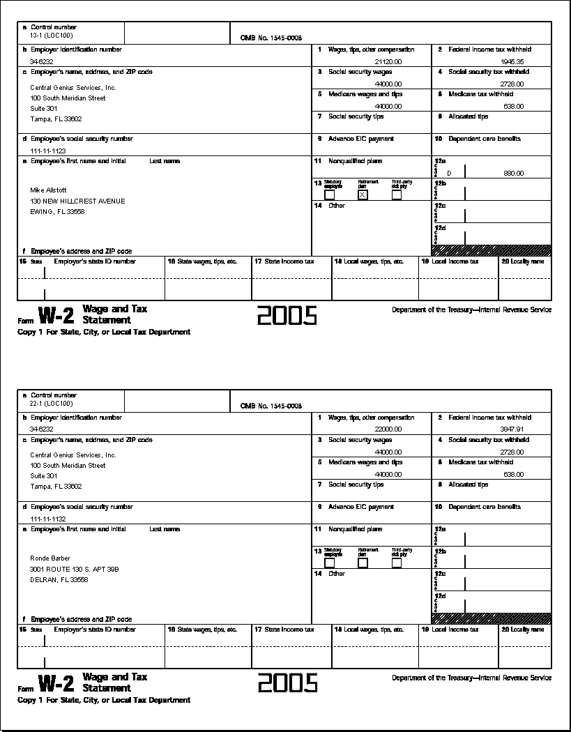 Year-End W-2 State Copy Forms (P), PAY00720P