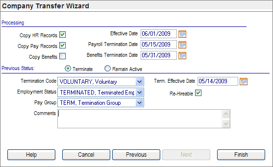 Employee Company Transfer Wizard, Step 5