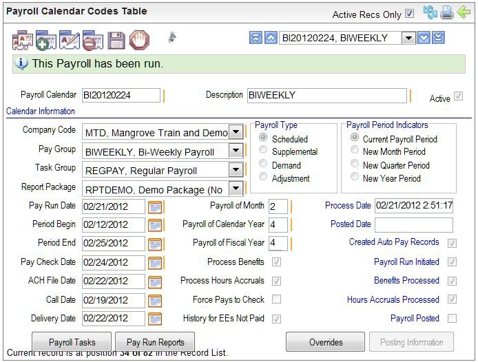 Payroll Calendar