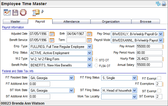 Payroll Tab