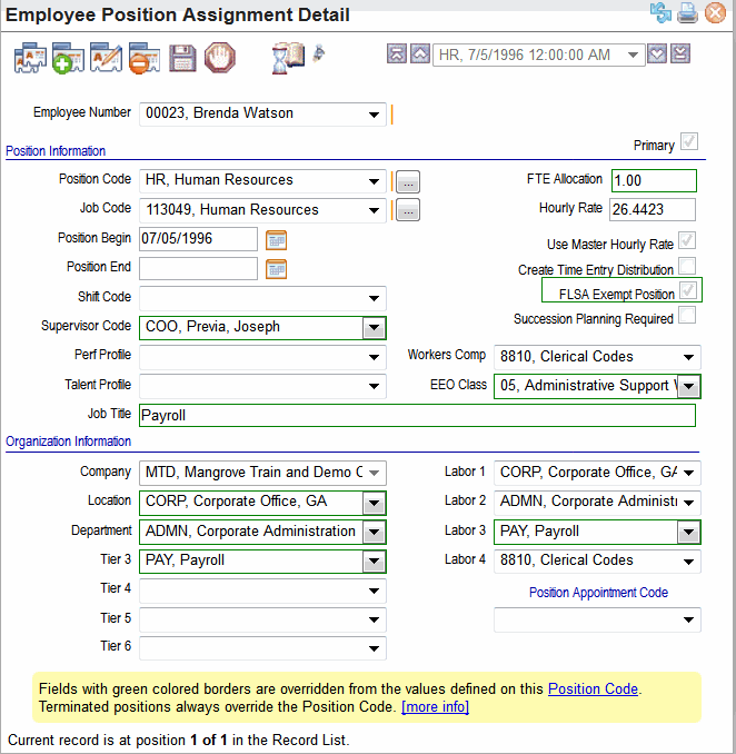 Employee Position Detail