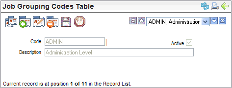 Job Grouping Codes Table