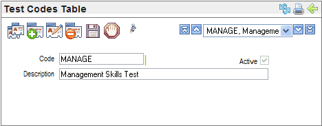 Test Codes Table